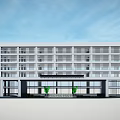 Modern White Office Building With Glass Facade And Multi Storey Structure 3d model