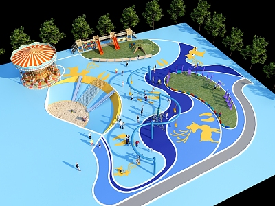 Modern children's play area children's amusement park 3d model