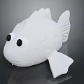 White Fish Toy With Black Eyes Smooth Surface Fins And Tail