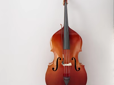 Professional Wooden Double Bass Musical Instrument With Classic Design And Strings 3d model