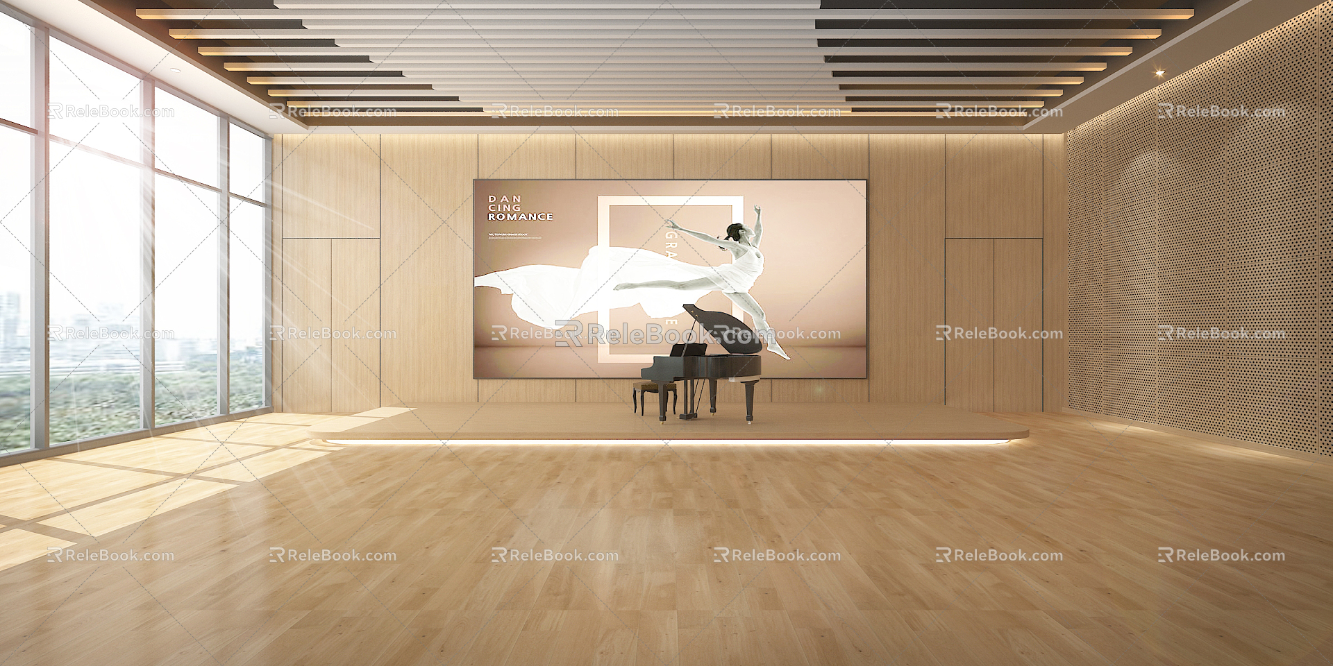 Modern Dance Studio Rehearsal Hall 3d model