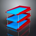 Three Tier Multilayer Storage Shelf With Red Frame And Blue Shelves