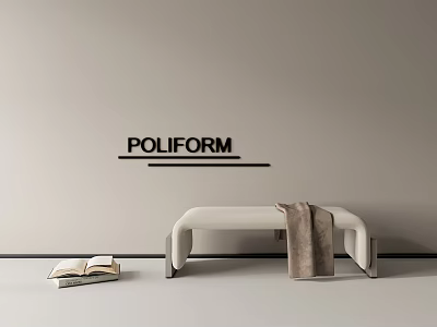 POLIFORM White Leisure Chair With Brown Blanket And Books In Minimalist Setting 3d model