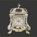 Ornate Vintage Style Decorative Box With Carved Patterns Lid And Decorative Feet