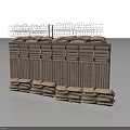 Modern Defensive Barricade Structure With Sandbags Wooden Planks And Barbed Wire