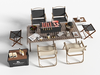 Outdoor BBQ Equipment Leisure Tables and Chairs 3d model