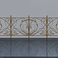 Modern Metal Swing Door With Ornate Scroll Design And Reflective Floor Surface