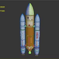 NASA ULA Rocket Model With White Orange Body And Side Boosters Design 3d model