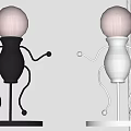 Humanoid Design Table Lamps with Spherical Bulbs Black and Gray Bases
