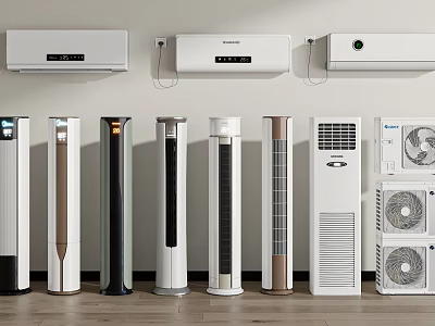 Variety of Air Conditioners and Fans on 3d model