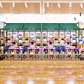 Garden Decor Display In Modern Flower Shop With Green Awning Colored Flowers Shelves Bright Lighting