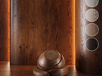 Modern Home Decorative Wooden Ornament Set With Circular Accents And Natural Wooden Background 3d model