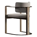 Modern Upholstered Dining Chair With Metal Frame And Comfortable Armrest Design