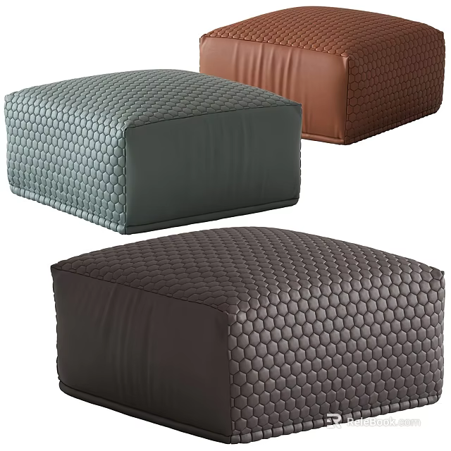 Shower Sauna Square Cushions With Honeycomb Texture In Green Brown Dark Gray 3d model 