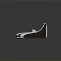 Cartoon Style White Wavy Object with Black Base on Dark Background and Shiny Reflective Surface