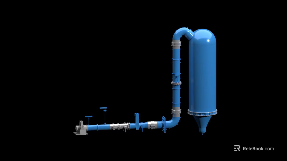 Blue Kitchen Appliance System Featuring Industrial Pipeline And Pressure Vessel 3d model 
