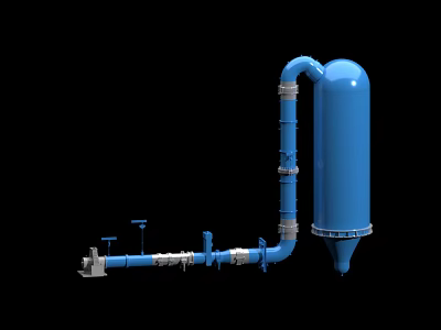 Blue Kitchen Appliance System Featuring Industrial Pipeline And Pressure Vessel 3d model