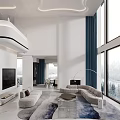 Modern Duplex Living Room With Spacious Layout And Minimalist Design 3d model