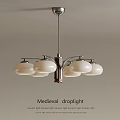 Medieval Droplight Classic Design With White Glass Shades And Metal Frame Ceiling Fixture