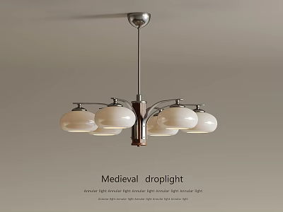 Medieval Droplight Classic Design With White Glass Shades And Metal Frame Ceiling Fixture 3d model