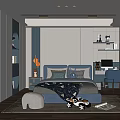Modern Kids Room Interior With Bed Desk Chair Toy Car And Soft Rug
