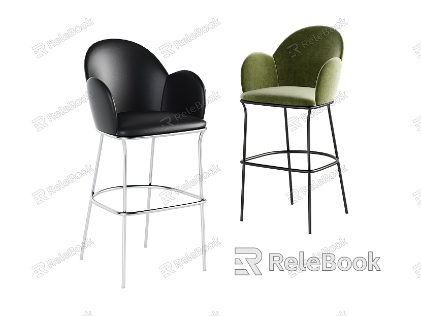 Bar Chair Combination Simple Fashion Elegant Metal Tripod Leather model