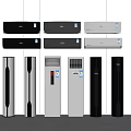 Different Styles of Air Conditioner Fans Including Wall Mounted and Floor Standing Models