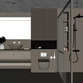 Modern Bathroom Interior Design With Double Vanity Large Mirror And Glass Shower