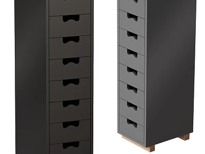 Two Modern Gray Chest of Drawers with Multiple Drawers Black Handles and Wooden Legs 3d model
