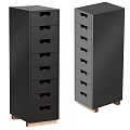 Two Modern Gray Chest of Drawers with Multiple Drawers Black Handles and Wooden Legs
