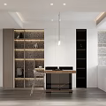 Modern Duplex Living Room Design With Marble Island And Lights