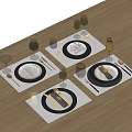 Modern Tableware Combination Tableware Wine Glass Plate Knife and Fork 3d model