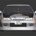 White Modified Car With Anime Girl Graphic On Body And Purple Wheels