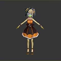 Woman Wearing Witch Hat And Yellow Black Dress With Lace Trimmed Skirt And Orange Shoes