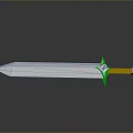 3D Fantasy Sword With Blue Blade Orange Hilt And White Decorative Gem