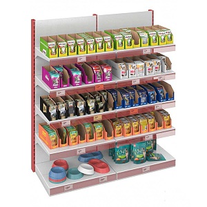 Modern Pet Shelf Modern Shelf Container Snack Pet Food Packaging Bag Shopping Mall Supermarket Pet Store 3d model