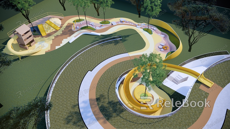 Modern Park Roof Garden Children's Area Landscape model