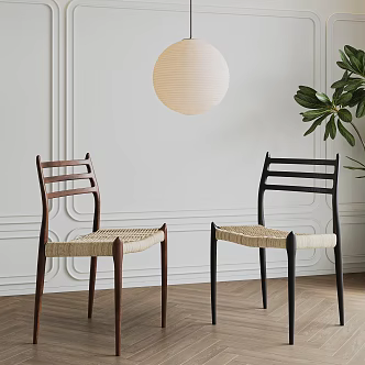 Quiet Ancient Style Dining Chair Combination Donate Dining Chair Solid Wood Dining Chair Woven Dining Chair Chandelier 3d model