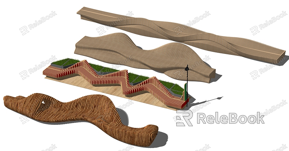 Modern public chair outdoor shaped wood public rest seat model