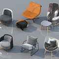 Various Stylish Accent Leisure Chairs With Leather Plaid Woven Patterns And Soft Cushions