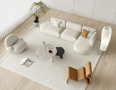 Modern Minotti Sofa Coffee Table Combination 3d model