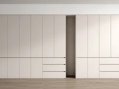 Modern White Wardrobe Interior With Sleek Doors And Drawers In Bright Room 3d model