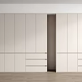 Modern White Wardrobe Interior With Sleek Doors And Drawers In Bright Room