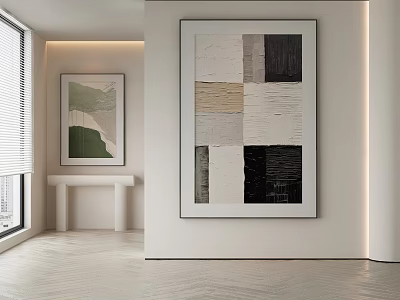 Abstract Geometric Painting With Neutral Tones In Modern Minimalist Interior Wall Art Decor 3d model