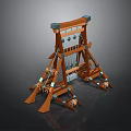 Ancient Wooden Catapult Chariot With Ropes Metal Components And Wheels