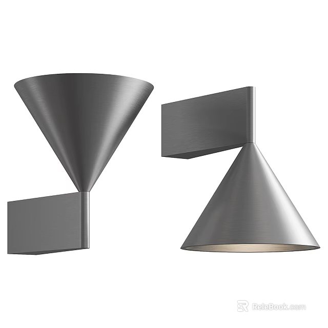 Modern Metallic Wall Lamps With Cone And Funnel Shapes For Home Decor 3d model 