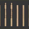 Wooden Staircase Balusters With Different Designs Round Top And Carved Details For Home Decoration