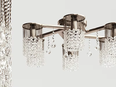 Modern Crystal Chandelier with Metal Frame and Hanging Crystals for Elegant Indoor Lighting Decor 3d model