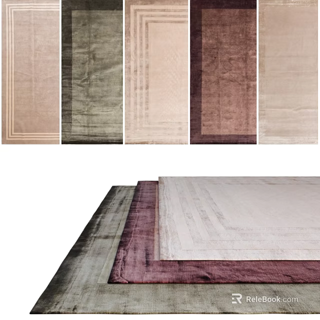 Square Rugs In Various Colors With Simple Patterns For Home Decor 3d model 