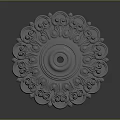 Ornamental Circular Decorative Plate With Intricate Carved Patterns And Grey Finish